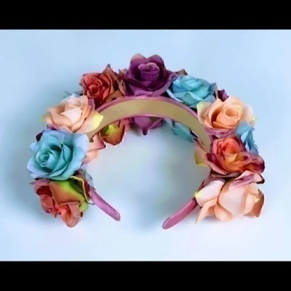 Stunning Handmade Colorful/Pastel Spring Rose Goddess Flower Crown